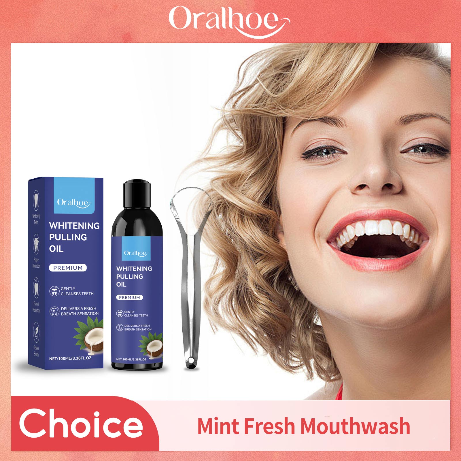 Teeth Whitening Oil Pulling - 코코넛 풀링 오일 혀 클리너 치아