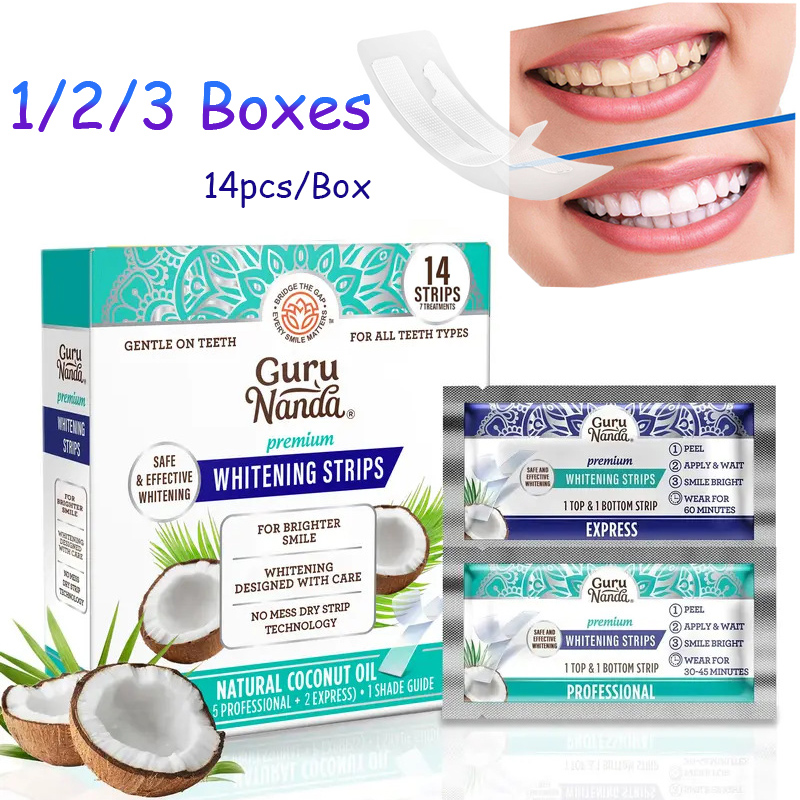 14개/박스 코코넛 오일 치아 미백 스트립, 담배 및  - Teeth Whitening Oil Pulling 리뷰 및 가격