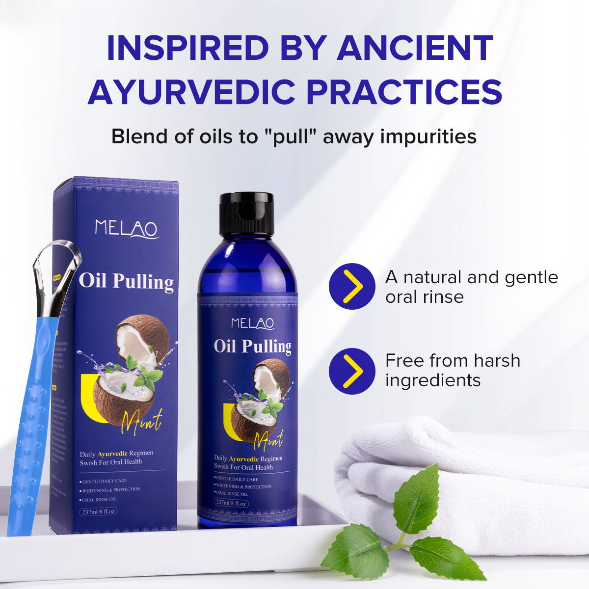 코코넛 민트 풀링 오일 구강청결제, 7가지 에센셜 오일 - Teeth Whitening Oil Pulling 리뷰 및 가격