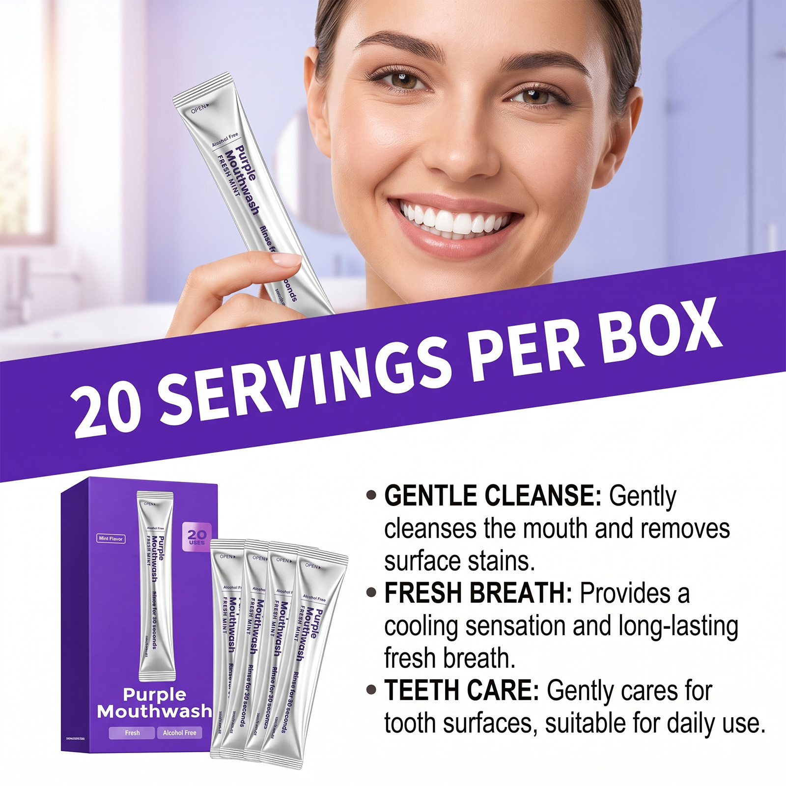 20팩 인스턴트 화이트닝 구강청결제 치아 색상 교정 구 - Teeth Whitening Gum 리뷰 및 가격